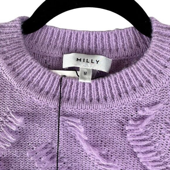 NWT Milly purple cropped fringe sweater- size M - Picture 3 of 9